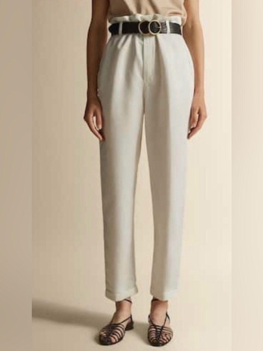 Massimo Dutti Light Beige Tailored Trousers